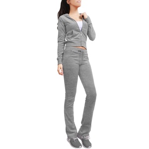 Conjunto Deportivo Gris con Capucha para Mujer, Pantalones Largos de Color Sólido, Casuales, con Bolsillos Laterales, Transpirables, para Otoño - Product Image 6