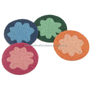 Embroidered <b>Seed</b> Bead Coasters Bohemian Coasters Embroidered Drink Coasters - Product Image 4
