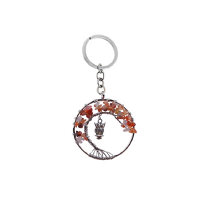 Llavero de cristal de alta calidad con árbol de la vida de cornalina roja, llavero de piedra natural con diseño de búho, regalos para mujeres. - Product Image 1