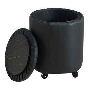 Multifunctional Rolling Stool with Velvet Footrest Storage Ottoman and Coffee Table Ottoman Wheels Vanity Foot Rest - Product Image 1