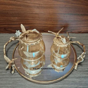 Plateau de service créatif martelé, plateau en métal brillant populaire avec poignées, fait main, finition brillante - Product Image 5