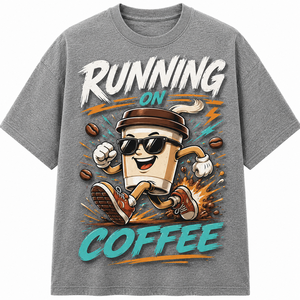 เสื้อยืดแขนยาวคอกลมสีดำพิมพ์ลายการ์ตูนกาแฟสำหรับผู้ชาย ทรงหลวม สวมใส่สบาย ผลิตจากผ้าเจอร์ซีย์คอตตอน 100% - Product Image 1