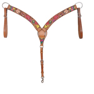 Personalizado Made100 % cuero genuino Western Floral Tooled cuello de pecho con pintura a mano al por mayor fabricante proveedor - Product Image 3