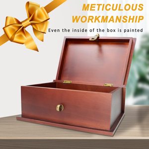 Caja de Almacenamiento Grande de Madera con Tapa con Bisagras y Cierre Metálico, Caja Decorativa Negra para Guardar Recuerdos, Joyas, Fotos y Objetos Valiosos para el Hogar u Oficina - Product Image 2