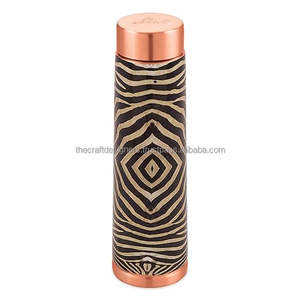 Trending Diamond Hammered Water Bottle Easy Gripped Ayurvedic Certified High Ranking Beneficial Water Bottle Made <b>by</b> 100% Copper - Product Image 3