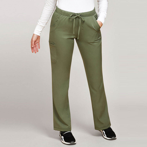 Women Olive Green V-Neck <b>Scrub</b> <b>Set</b> With Pockets Cotton Polyester Hospital Uniforms Needle Detection - Product Image 2