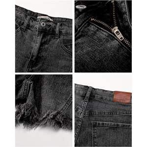 2025 femmes à la mode taille haute Denim Shorts cousu avant extensible coupe maigre avec coupe ourlet effiloché pour l'été décontracté - Product Image 6