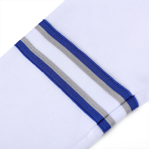 Sudadera Personalizada de Fraternidad con Cuello Redondo Blanco Sigma, Felpa Suave y Puños con Rayas Azules, Venta al Por Mayor, Fabricante - Product Image 5