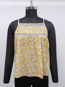 Haut sans manches à imprimé floral, bretelles spaghetti, col carré, coupe droite, silhouette trapèze, ourlet droit, bordure en dentelle, printemps-été - Product Image 1