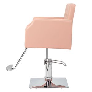 Poltrona da Barbiere in Pelle PVC e Lega di Alluminio, 150kg, con Pompa Idraulica Alta, Base Quadrata Rosa, Pedale Tipo Rivetto - Product Image 3