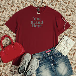 Camiseta de Algodón Extra Grande Personalizada para Mujer, con Hombros Caídos, Cuello Redondo, Talla Grande, Estilo Casual, Logotipo Personalizado, Ecológica - Product Image 1