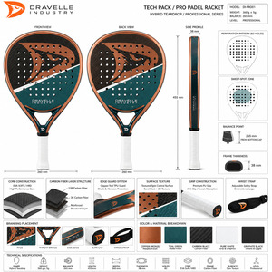 Juego de Raquetas de Pádel de Fibra de Carbono Personalizadas, Raquetas de Tenis de Pádel Profesionales de 360 g con Red de Nailon y Núcleo de EVA, Empuñadura Blanca - Product Image 5