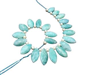 High Quality 21 Pieces 1 Strand Natural Amazonite Faceted Marquise Briolette Beads Green Color Handcrafted - Product Image 1