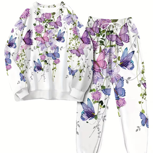 Ensemble décontracté 2 pièces pour femme : sweat à capuche oversize 100 % coton, manches longues, respirant, marque privée, couleur unie - Product Image 1