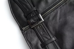 Men's Genuine Leather <b>Jacket</b> Turn-down Collar Zipper Closure Belted Slim Fit Autumn Winter Solid Color Regular Sleeve 2026 - Product Image 4