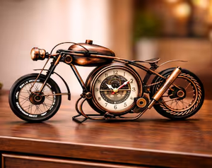 Decoración de pared de metal con diseño de motocicleta, relojes de escritorio, decoración para la sala de hombre, decoración steampunk, regalo para - Product Image 3