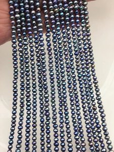 Perles d'eau douce AA Plus bleu profond noir paon 3,5-4 mm, perles de forme pomme de terre, haute brillance, brin lâche, pour la fabrication de bijoux, vente en gros, tendance - Product Image 6