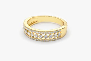แหวนแต่งงานเพชรสามแถว ทอง 14K น้ำหนัก 0.64 กะรัต แบบครึ่งวงแหวน - Product Image 3