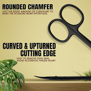 Buen Proveedor, Nuevo Producto de Moda, Tijeras de Salón de Belleza Negras Mate, Tijeras de Manicura Curvas de Acero Inoxidable con Mangos de Acero - Product Image 5
