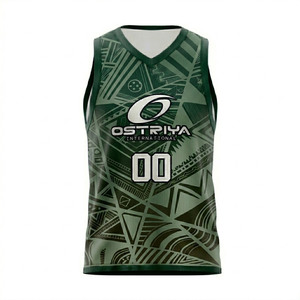 Camiseta de Baloncesto Ostriya International para Hombre, Sin Mangas, Cuello en V, Estampado Geométrico, Absorbe la Humedad, Ajuste Atlético, para Adultos, Todas las Temporadas - Product Image 5