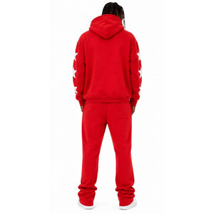 ชุดวอร์มผู้ชายสไตล์ Y2K สำหรับฤดูหนาว ลายพิมพ์เปลวไฟสีชมพู เป็นมิตรต่อสิ่งแวดล้อม เสื้อฮู้ดดี้และกางเกงขายาวทรงบาน สตรีทแวร์สำหรับผู้ชาย ขายส่ง - Product Image 3