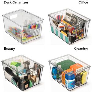 <b>Large</b> Plastic Storage <b>Bins</b> with Lids for <b>Kitchen</b> Pantry Desk Organization - Product Image 5