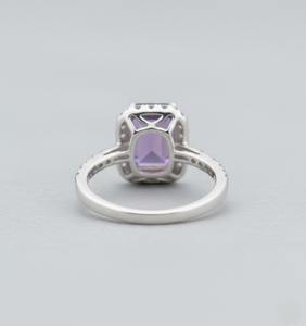 Bague de fiançailles en améthyste naturelle taille ovale double halo, en argent sterling 925, cadeau de luxe chrétien pour elle, idéale pour les mariages et les fêtes - Product Image 3