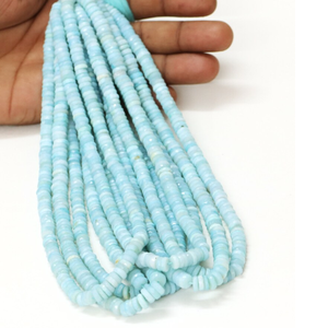 Hermosas cuentas de ópalo facetadas en forma de neumático, color azul aguamarina, de 5-8 mm, cuentas de ópalo en forma de rueda, color azul aguamarina. - Product Image 6