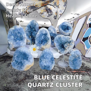 Geoda de Celestita Azul Natural Pulida, Clúster de Cuarzo en Forma de Corazón, Colección de Decoración para el Hogar, Artesanía en Piedra - Product Image 3