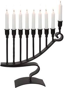 Ménorah à sept branches en métal noir, support de bougies décoratif classique pour table, éclairage festif pour la maison - Product Image 6