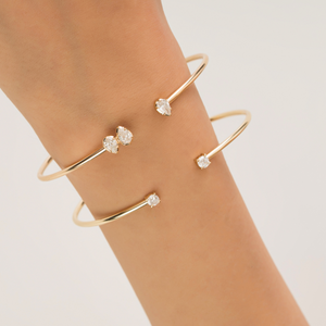 Modern Latest Design 100% Genuine Diamond Flexible Open Cuff <b>Bracelet</b> For Women's Handmade K14 Yellow <b>Gold</b> Fine Jewelry - Product Image 2