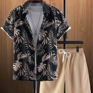 Men's Casual Beech Wear Summer Shirt 300 Grams Breathable Quick Dry Eco-Friendly Short Sleeve Floral Print Design 100% Polyest - Product Image 3