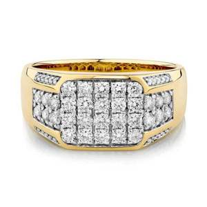 Bague pour homme en or jaune 14 carats avec diamants blancs de 1,15 carat, pureté VVS, bijoux hip-hop pour homme, bague diamant pour homme - Product Image 1