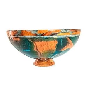 Bol élégant fait main en résine époxy sans BPA et en bois d'acacia pour servir des collations, présenter des fruits, arrangement de table élégant - Product Image 1