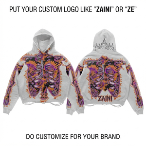 Premium 400 GSM Cotton Fleece <b>White</b> Oversized Pullover Hoodie Front Logo Custom Embroidery Print Eco-Friendly <b>Men</b> - Product Image 1