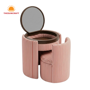 Space Saving Corner Vanity <b>Desk</b> for Girls - Modern Oak Wood Makeup Table with Mirror & Chair <b>Set</b> Sale - Product Image 1