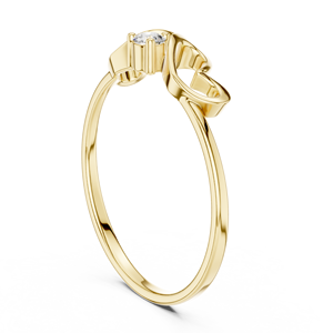 Bague d'amour en or jaune 14 carats avec double cœur et diamant de laboratoire taille ronde, moins d'un carat, plaqué or, luxe - Product Image 4