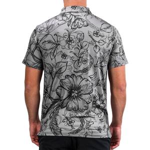 Chemises polo pour hommes à manches courtes, séchage rapide, imprimées de fleurs, pour le golf, en polyester et élasthanne, style hawaïen - Product Image 2