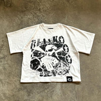 Camiseta de Alta Calidad con Logotipo Personalizado, Impresión 3D en Relieve, Cuello Redondo Holgado, Transpirable, OEM, 100% Algodón Jersey, 220g