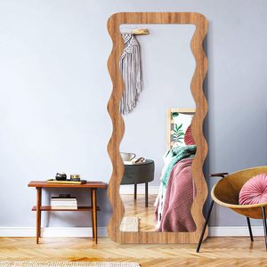 Modern Wavy Full Length Wooden <b>Floor</b> <b>Mirror</b> Handmade Natural Wood Decorative <b>Standing</b> <b>Mirror</b> - Product Image 1