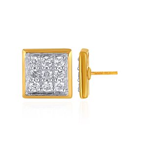 Pendientes de Diamantes Cuadrados Celest, Chapados en Oro de 18K para Mujer, Corte Brillante Redondo, Clásicos para Uso Diario - Product Image 3