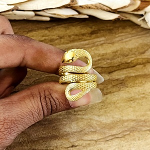 Anillo de Serpiente de Último Diseño, Anillos Boho de Latón para Mujer, Chapado en Oro de 18k, Joyería con Diseño de Serpiente Gótica para Venta al por Mayor/OEM/ODM - Product Image 4