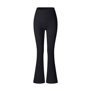 OEM Supply Customized <b>Leggings</b> High Waist <b>Flared</b> Leg Full Length Spandex Polyester Four-Way Stretch Elastic Waist Anti-Bacterial - Product Image 5