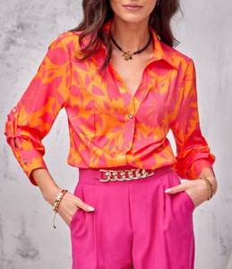 Chemisier à manches longues imprimé floral pour femme, nouvelle mode, chemise décontractée à boutons simples pour la saison printanière - Product Image 1