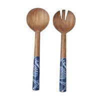 Set Peralatan Sajian Salad Enamel Desain Terbaik Sepanjang Masa, Kayu Alami Dengan Gagang Berlapis Enamel, Harga Sangat Terjangkau