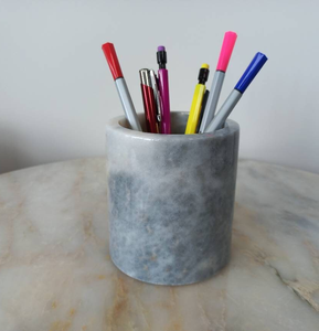 Marble Pen Holder Table Organizer Accessories/Desk Pencil Cup Gray Stone Color Stationery Storage Container - Product Image 1