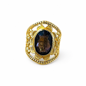 Latest Vintage Floral Amethyst <b>Ring</b> 18k <b>Gold</b> Plated Flower Statement Women <b>Ring</b> Chunky <b>Cocktail</b> Bohemia Wholesale Gif <b>Ring</b> - Product Image 1