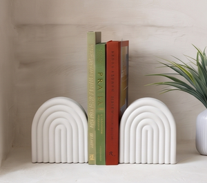 Porte-livres décoratifs modernes en métal blanc texturé, pour bibliothèque, bureau, décoration de table, vente en gros - Product Image 3