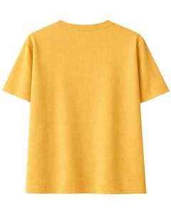 Camiseta de Mujer Amarillo Mostaza Personalizada con Bordado de Patchwork, Cuello Redondo, Algodón Suave, Manga Corta, Informal, Ligera, para Verano - Product Image 2