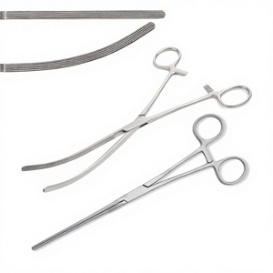 Fórceps intestinales de acero inoxidable curvo Doyen de 22 cm, instrumentos quirúrgicos manuales, fabricante pakistaní, base quirúrgica - Product Image 1